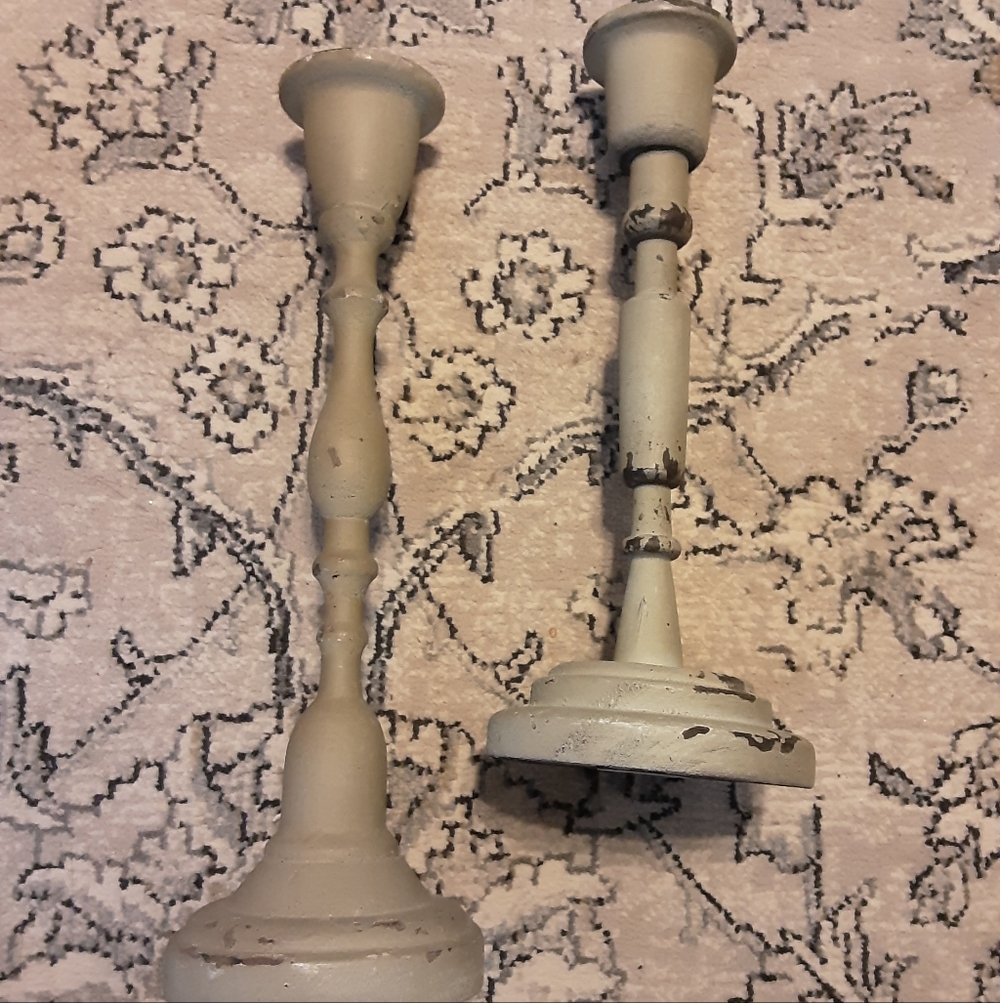 Set of Rustic Gray Candle Holders